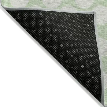 3' X 5' Mint Green And Ivory Polka Dot Washable Indoor Outdoor Area Rug