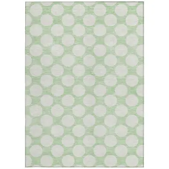 3' X 5' Mint Green And Ivory Polka Dot Washable Indoor Outdoor Area Rug
