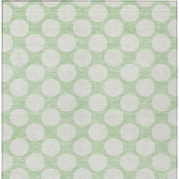 5' X 8' Mint Green And Ivory Polka Dot Washable Indoor Outdoor Area Rug