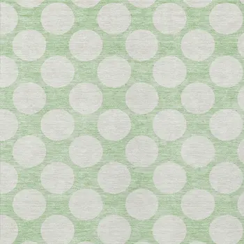 5' X 8' Mint Green And Ivory Polka Dot Washable Indoor Outdoor Area Rug