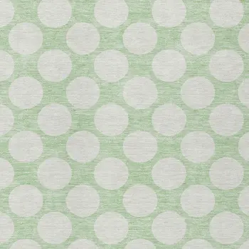 9' X 12' Mint Green And Ivory Polka Dot Washable Indoor Outdoor Area Rug