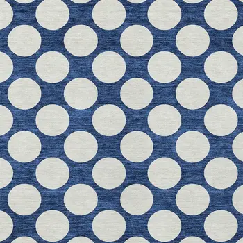5' X 8' Navy Blue And Ivory Polka Dot Washable Indoor Outdoor Area Rug