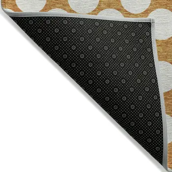 3' X 5' Orange And Ivory Polka Dot Washable Indoor Outdoor Area Rug