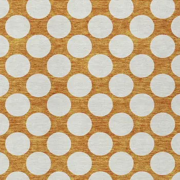 10' X 14' Orange And Ivory Polka Dot Washable Indoor Outdoor Area Rug