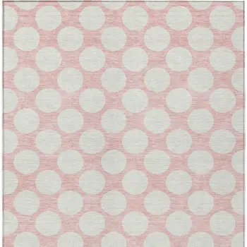 3' X 5' Pink And Gray Polka Dot Washable Indoor Outdoor Area Rug