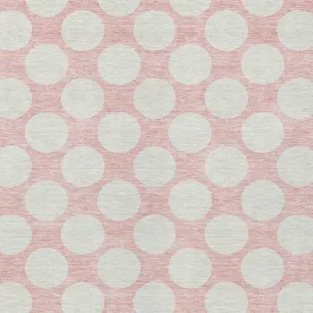 3' X 5' Pink And Gray Polka Dot Washable Indoor Outdoor Area Rug