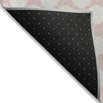 8' X 10' Pink And Gray Polka Dot Washable Indoor Outdoor Area Rug