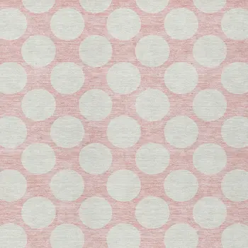 10' X 14' Pink And Gray Polka Dot Washable Indoor Outdoor Area Rug