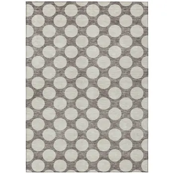 8' X 10' Taupe And Gray Polka Dot Washable Indoor Outdoor Area Rug