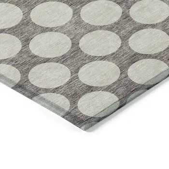 8' X 10' Taupe And Gray Polka Dot Washable Indoor Outdoor Area Rug
