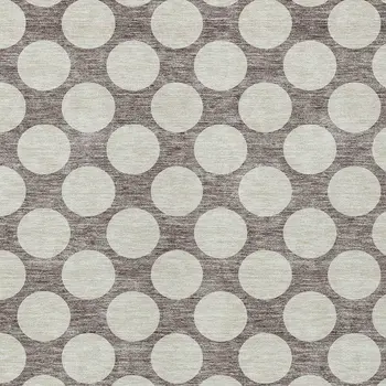 8' X 10' Taupe And Gray Polka Dot Washable Indoor Outdoor Area Rug