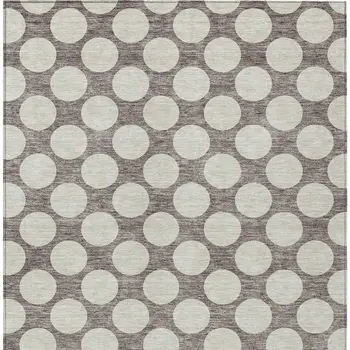 9' X 12' Taupe And Gray Polka Dot Washable Indoor Outdoor Area Rug