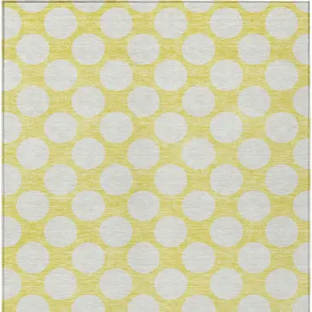 3' X 5' Yellow And Gray Polka Dot Washable Indoor Outdoor Area Rug
