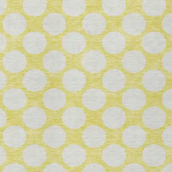 3' X 5' Yellow And Gray Polka Dot Washable Indoor Outdoor Area Rug