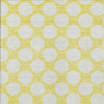 5' X 8' Yellow And Gray Polka Dot Washable Indoor Outdoor Area Rug