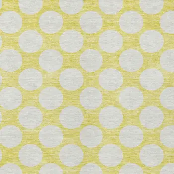 8' X 10' Yellow And Gray Polka Dot Washable Indoor Outdoor Area Rug
