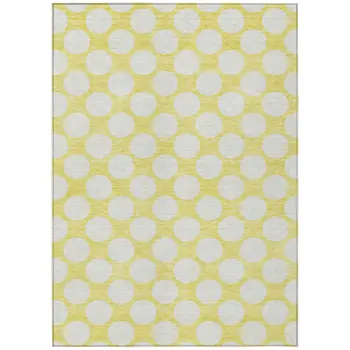 10' X 14' Yellow And Gray Polka Dot Washable Indoor Outdoor Area Rug