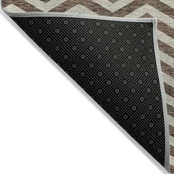 5' X 8' Brown And Beige Chevron Washable Indoor Outdoor Area Rug