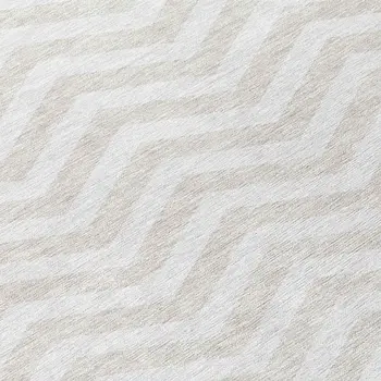 8' Ivory And Silver Round Chevron Washable Indoor Outdoor Area Rug