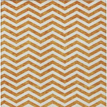 8' X 10' Orange And Beige Chevron Washable Indoor Outdoor Area Rug