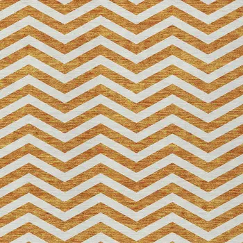 9' X 12' Orange And Beige Chevron Washable Indoor Outdoor Area Rug