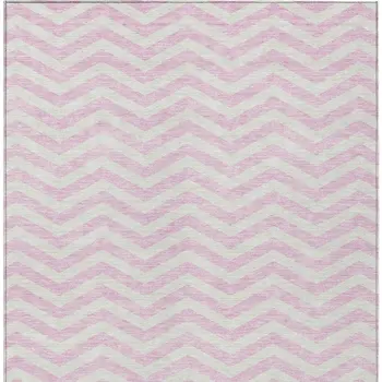 3' X 5' Pink And Gray Chevron Washable Indoor Outdoor Area Rug