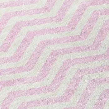 3' X 5' Pink And Gray Chevron Washable Indoor Outdoor Area Rug