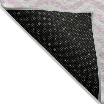 9' X 12' Pink And Gray Chevron Washable Indoor Outdoor Area Rug