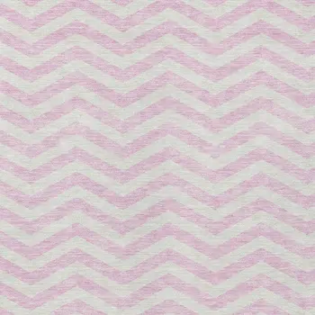 9' X 12' Pink And Gray Chevron Washable Indoor Outdoor Area Rug