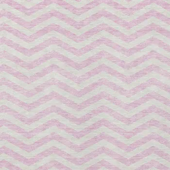 10' X 14' Pink And Gray Chevron Washable Indoor Outdoor Area Rug