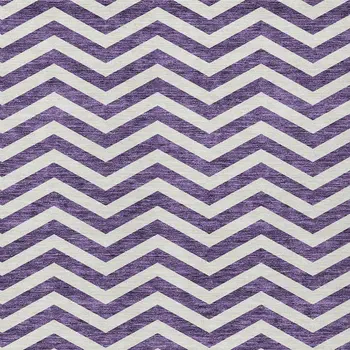 3' X 5' Purple And Ivory Chevron Washable Indoor Outdoor Area Rug