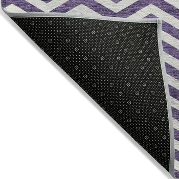 5' X 8' Purple And Ivory Chevron Washable Indoor Outdoor Area Rug