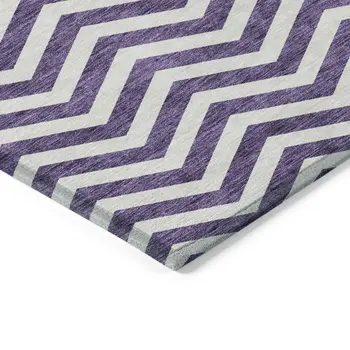 5' X 8' Purple And Ivory Chevron Washable Indoor Outdoor Area Rug