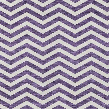 10' X 14' Purple And Ivory Chevron Washable Indoor Outdoor Area Rug