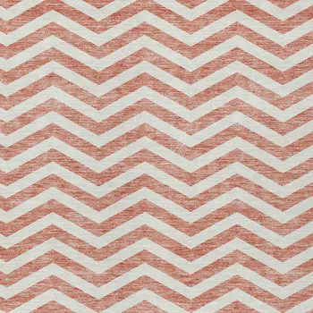 5' X 8' Salmon And Ivory Chevron Washable Indoor Outdoor Area Rug