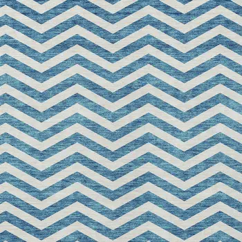 10' X 14' Teal Blue And Ivory Chevron Washable Indoor Outdoor Area Rug