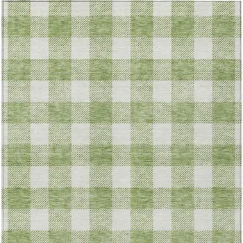 10' X 14' Artichoke Green And Gray Plaid Washable Indoor Outdoor Area Rug