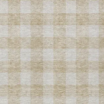 8' X 10' Beige And Gray Plaid Washable Indoor Outdoor Area Rug