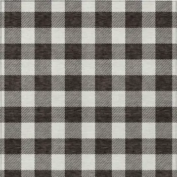 5' X 8' Black And Gray Plaid Washable Indoor Outdoor Area Rug