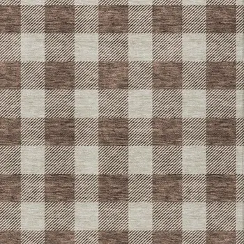 8' X 10' Brown And Beige Plaid Washable Indoor Outdoor Area Rug