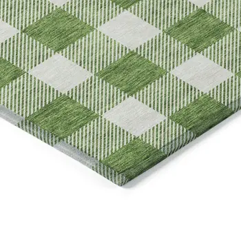 3' X 5' Green And Gray Plaid Washable Indoor Outdoor Area Rug