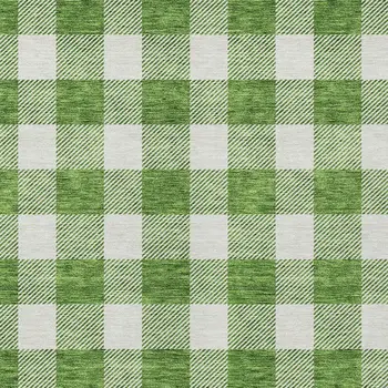 8' X 10' Green And Gray Plaid Washable Indoor Outdoor Area Rug