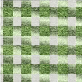 9' X 12' Green And Gray Plaid Washable Indoor Outdoor Area Rug