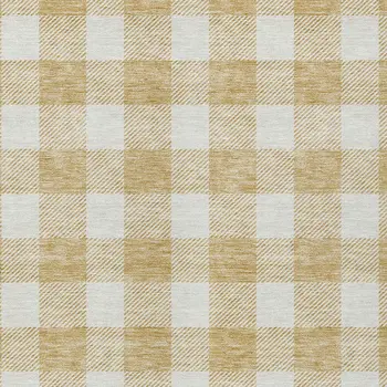 5' X 8' Gold And Beige Plaid Washable Indoor Outdoor Area Rug
