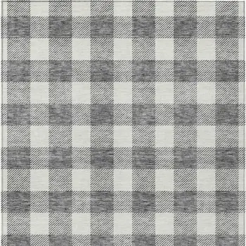 3' X 5' Gray And Charcoal Plaid Washable Indoor Outdoor Area Rug