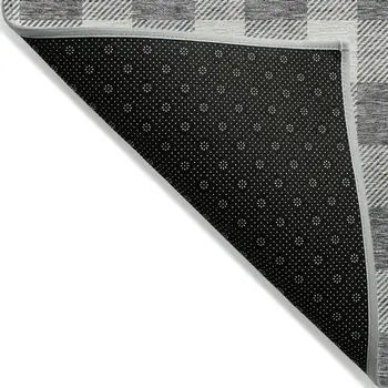 3' X 5' Gray And Charcoal Plaid Washable Indoor Outdoor Area Rug