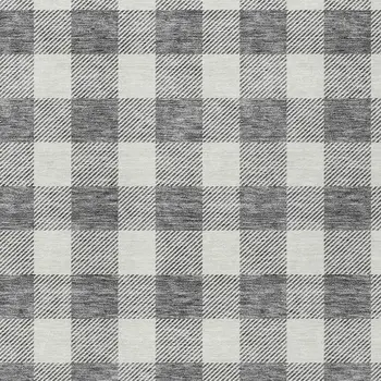 10' X 14' Gray And Charcoal Plaid Washable Indoor Outdoor Area Rug