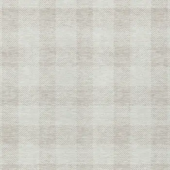 8' X 10' Ivory And Beige Plaid Washable Indoor Outdoor Area Rug