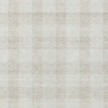 9' X 12' Ivory And Beige Plaid Washable Indoor Outdoor Area Rug