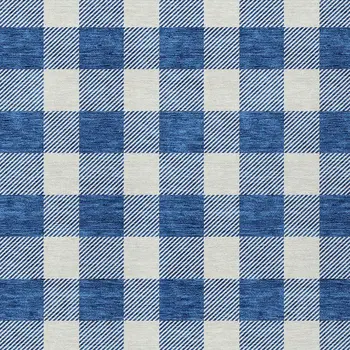 8' X 10' Navy Blue And Gray Plaid Washable Indoor Outdoor Area Rug